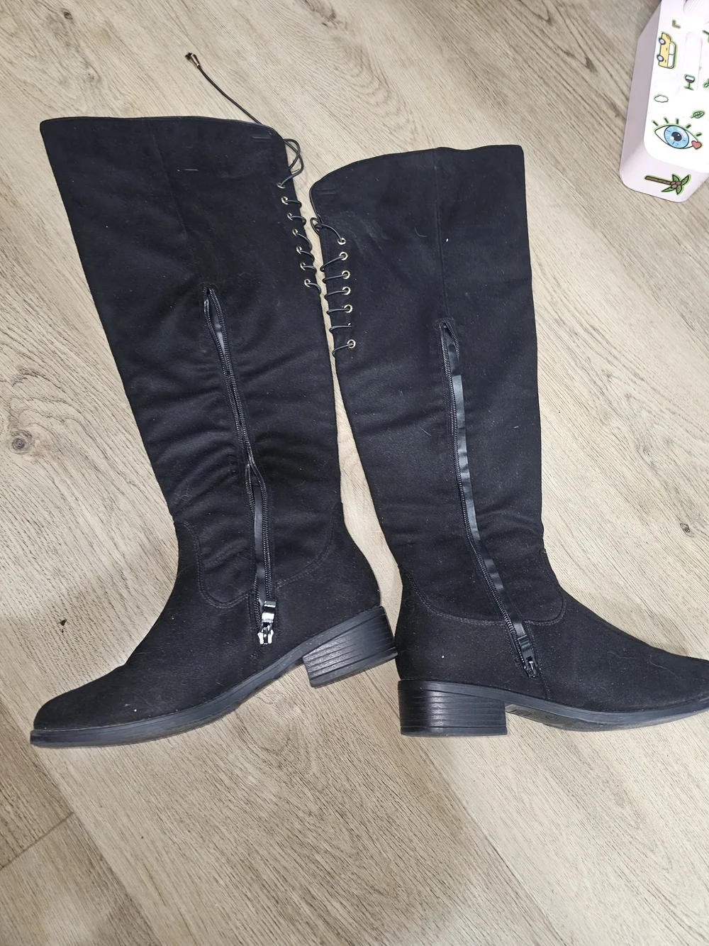 TOP Moda Black Over-the-Knee Lace-Up Boots
